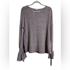 Lucky Brand Heathered Mauve Ribbed Long Sleeve Sweater